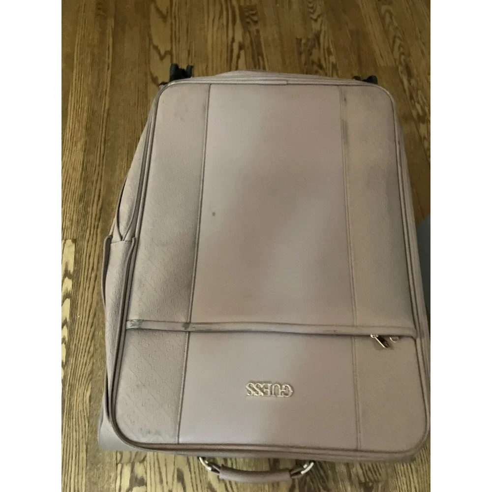 GUESS Nanette Rolling LrgSuitcase Rose Color Metallic Logo Print Travel Luggage